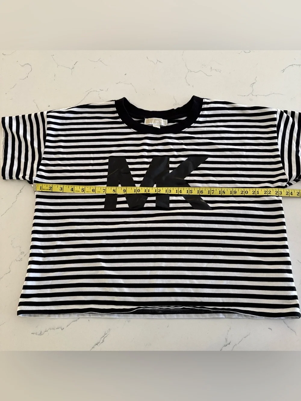 Michael Kors Boxy T-Shirt black with striped w MK logo short sleeve top